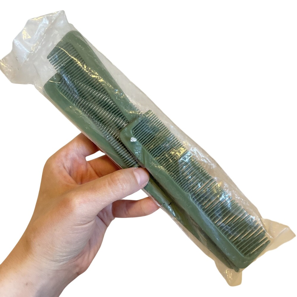 Vintage Stanley‎ Hair Comb Set Green Durable Nylon to Style Detangle Unbreakable